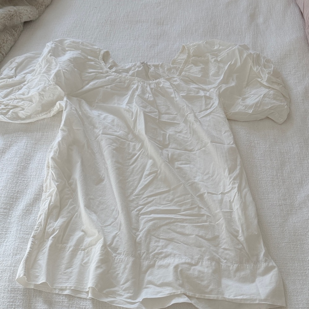 Sundry Women's Puff-Sleeve White Blouse with Gathered Neckline Sundry size 2